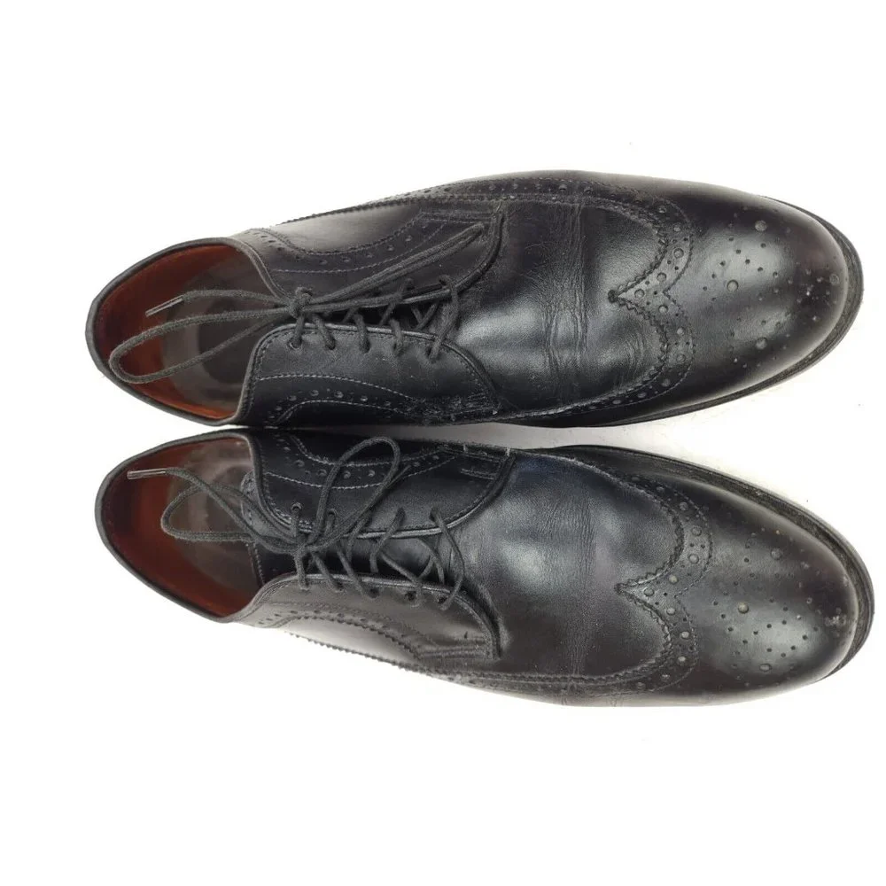 Allen Edmonds Black Brogue Wing Tip Size 10 D Vibram Soles